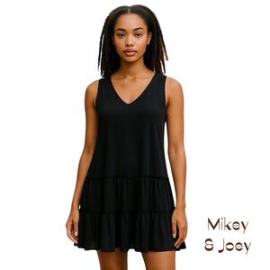 Mikey & Joey Sheer Brown Ruffle Dress NWT Size M